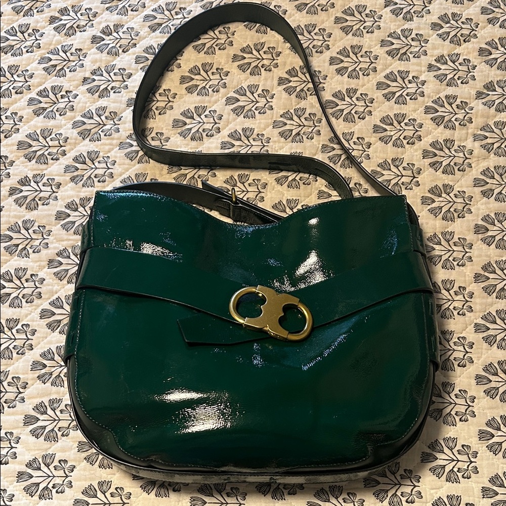 Tory Burch Shiny Green Shoulder Bag